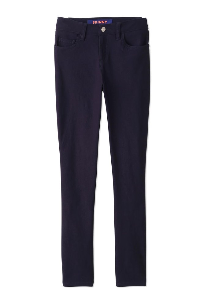 French Toast Women's Super Stretch Skinny Uniform Pants with Pockets, Navy Blue, 12
