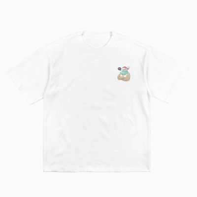 BASTU Tattoo of Santa Claus Cotton T-Shirt for Men Women Short Sleeve Tee Shirts White
