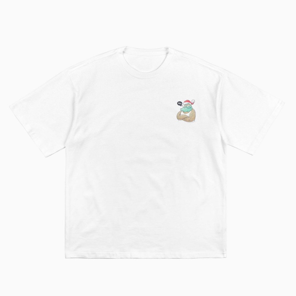 BASTU Tattoo of Santa Claus Cotton T-Shirt for Men Women Short Sleeve Tee Shirts White