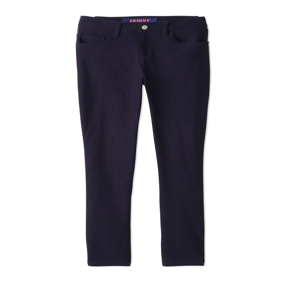 French Toast Little Girls' Super Stretch Skinny School Uniform Pants with Pockets, Navy Blue, 6X
