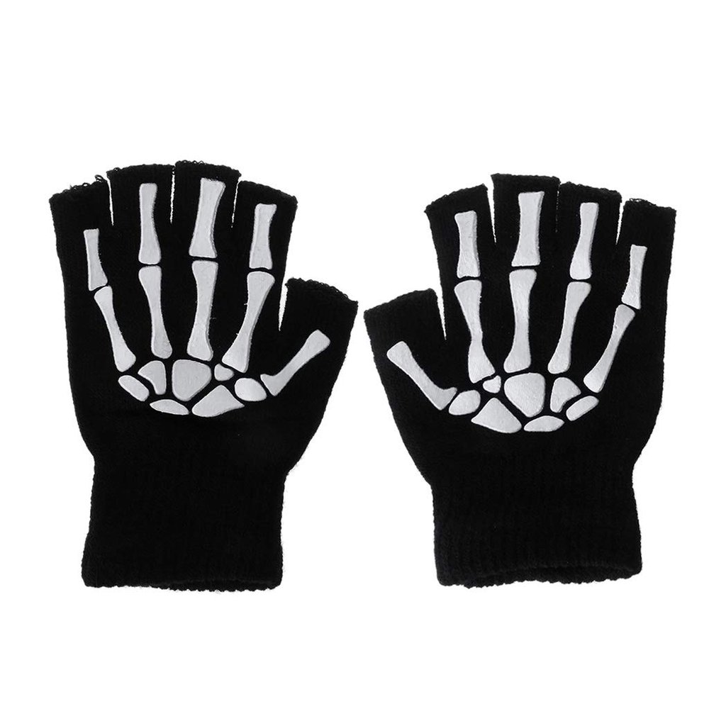 CHENGBEI Half Finger Skeleton Cycling Gloves 1 Pair Kids Outdoor Camping Practical for Children Kids Outdoor Exercise Accessory Half G