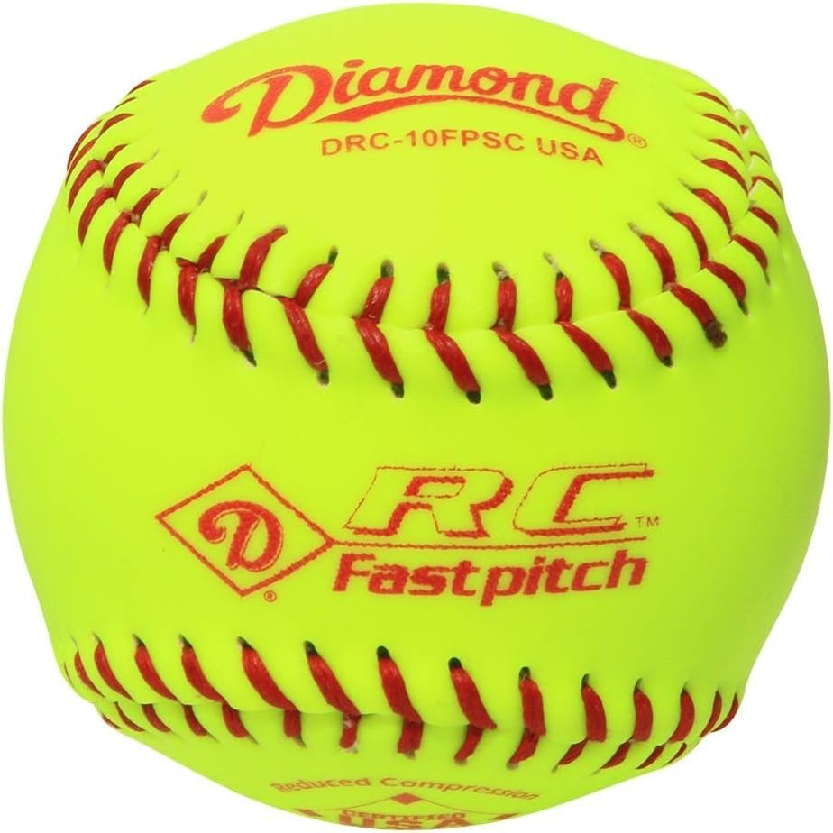 Diamond Reduced Compression Fastpitch Softball, Certified USA Softball, Dozen, Yellow