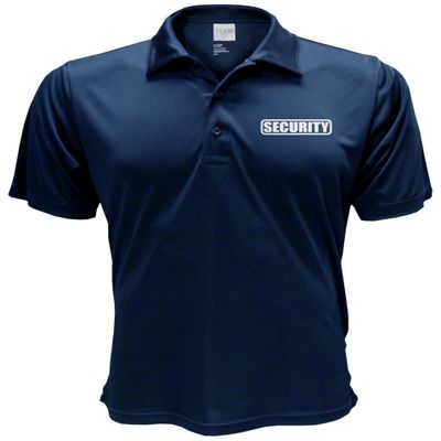 Security Polo in Navy with Silver/Reflective Design, Performance Polo w/Moisture Wicking Technology