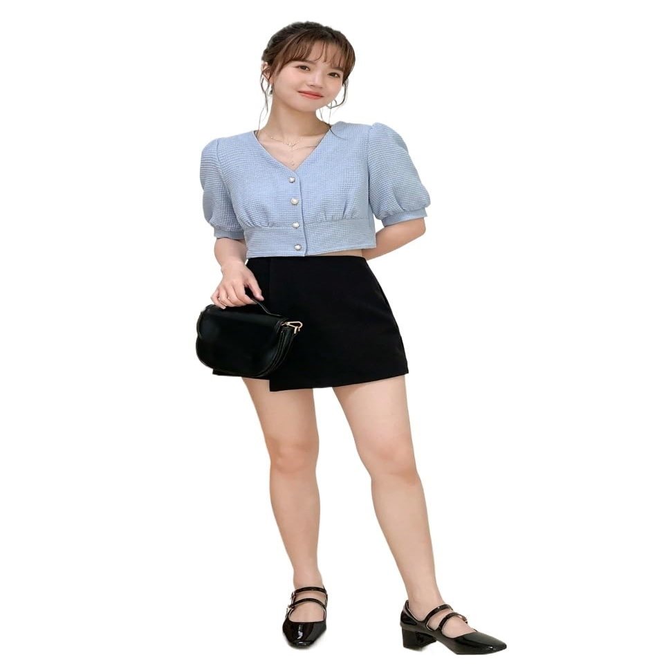 SECOLI Women's 2024 Summer Casual Plain Shorts Solid Wrap Front Skort