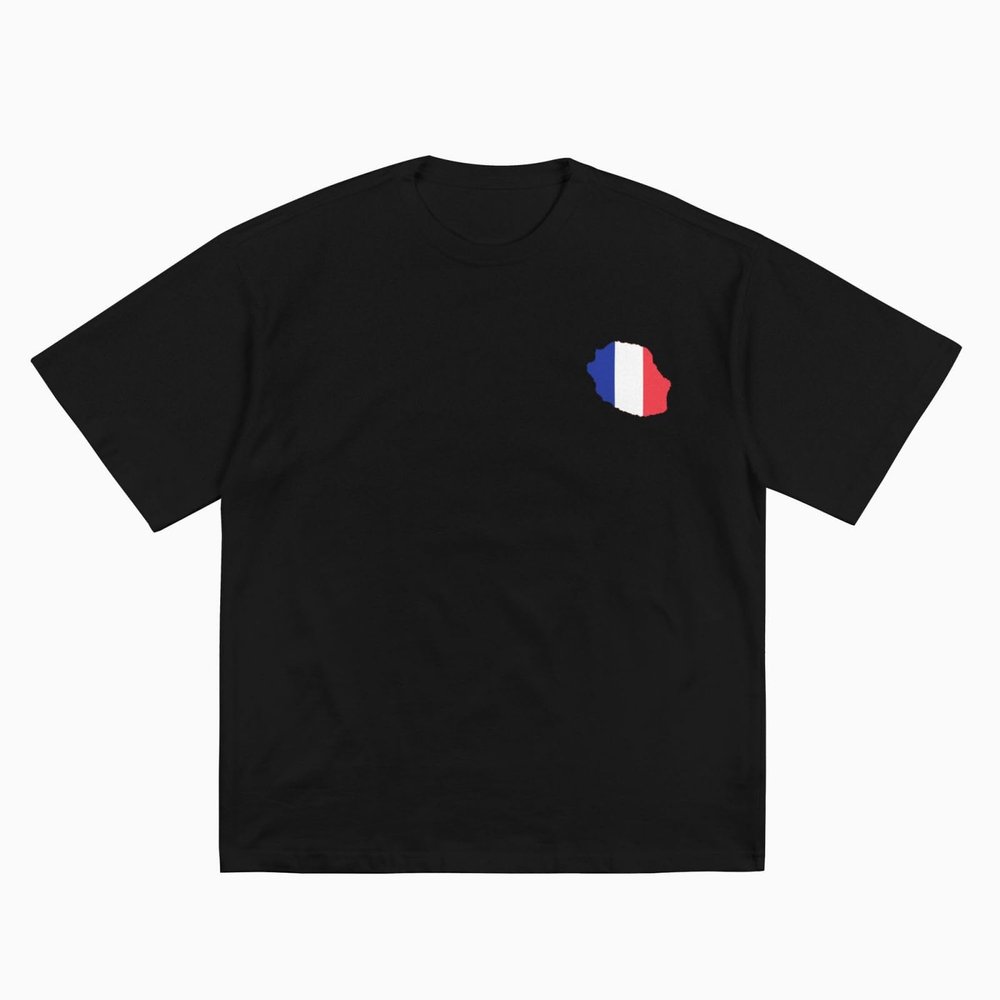 BASTU Flag Map of Runion (France) Cotton T-Shirt for Men Women Short Sleeve Tee Shirts