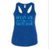 Medium Royal Women Fitted Ocean Air & Salty Hair Vacation Beach Vacay Mode Sleeveless Tank Top T-Shirt view 1