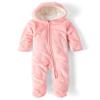 The Children's Place,Unisex Baby,And Newborn Fleece Hoodie Zip-front Snowsuit Bunting Jacket,Fuzzy Pink,6 Months view 1