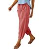 Cotton Casual Capri for Women Elastic High Waisted Loose Lantern Tapered Harem Pants with Pockets view 1