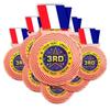 10 Pack PLACE Award Medal (1st Place, 2nd Place, 3rd Place) Specify YOUR CUSTOM TEXT first second or third Place. Large 3-1/8W x 3-1/2H quality medal printed packaged in USA (3rd Place) view 1