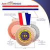 10 Pack PLACE Award Medal (1st Place, 2nd Place, 3rd Place) Specify YOUR CUSTOM TEXT first second or third Place. Large 3-1/8W x 3-1/2H quality medal printed packaged in USA (3rd Place) view 2