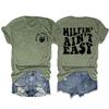 Milfin' Ain't Easy Shirt, Sarcastic Mom Shirts, Adult Humor Tee, Womens Funny Letter Graphic Short Sleeve Tops Green view 1