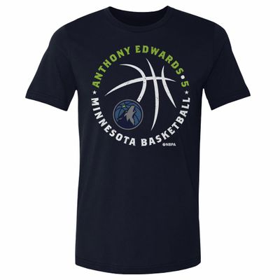 500 LEVEL Anthony Edwards Minnesota Timberwolves Shirt - Anthony Edwards Minnesota Timberwolves Player Ball WHT (True Navy, XX-Large)