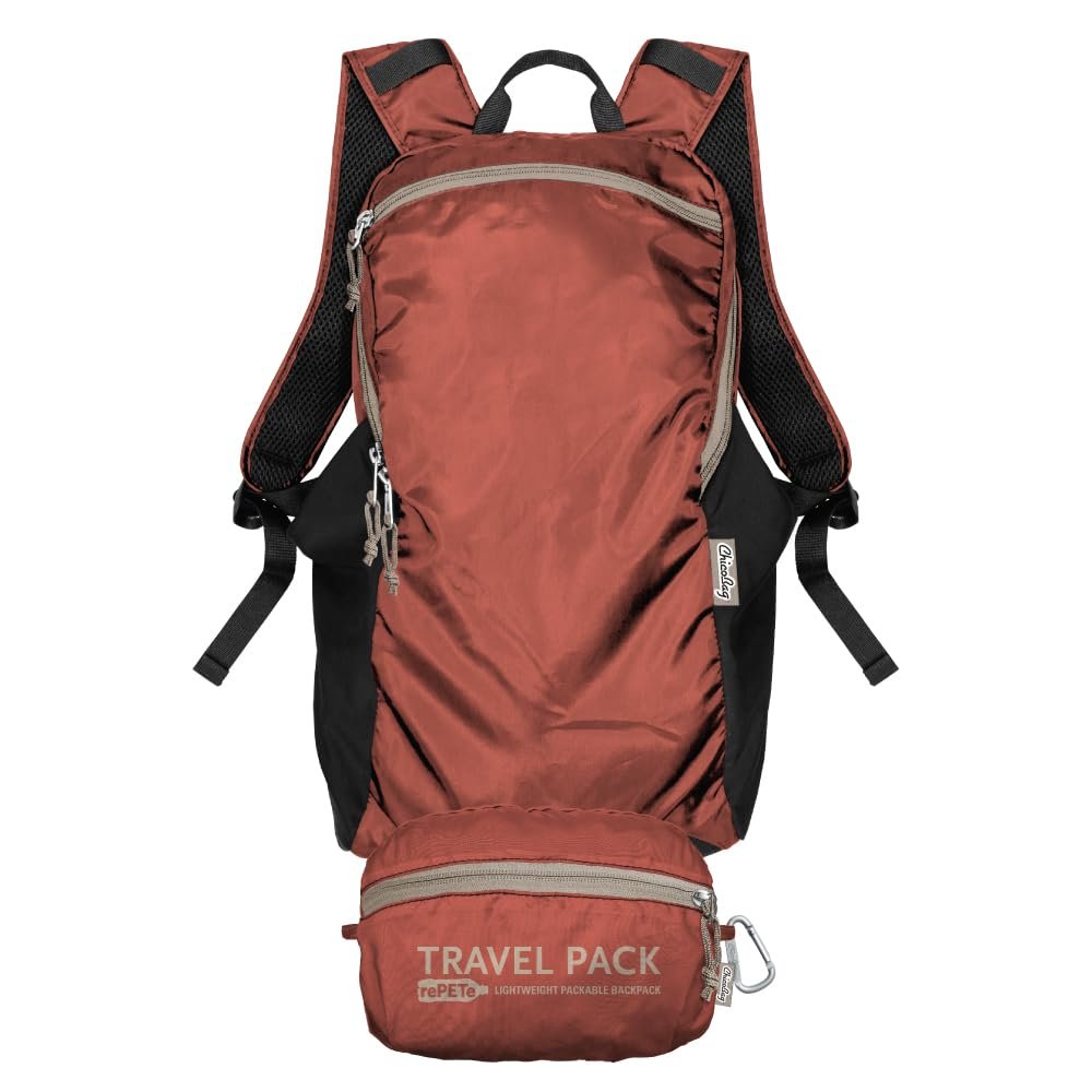 ChicoBag Travel Pack rePETe + Refine | Eco-friendly Lightweight and Packable Travel Backpack (Jasper)