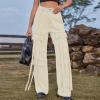Jeans for Women High Waisted Wide Leg Pants Baggy Stretchy Fashion Teen Girls Y2k Streetwear Jogger Pants with Pockets, Small, A02_Khaki view 2