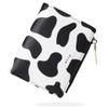 CONISY Cute Wallets for Women, Leather Bifold Small Wallet with Zipper Coin Purse, RFID Blocking Wallet for Girls and Ladies (Cow Black) view 1