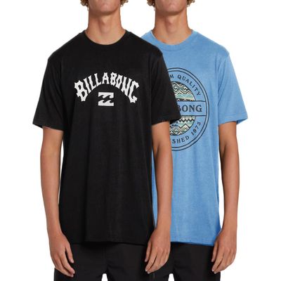 Billabong Big and Tall T-Shirts for Men  2 Pack Cotton Mens Beach Summer Tees Black/Sky Blue, 5X