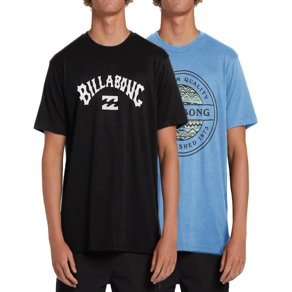 Billabong Big and Tall T-Shirts for Men  2 Pack Cotton Mens Beach Summer Tees Black/Sky Blue, 5X