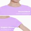 Auranso Girls Crop Tops Summer Short Sleeve Round Neck T Shirts Basic Tee for Kids Purple 13-14 Years view 4