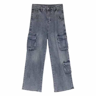 NineFit Basics Jeans for Women High Waisted Wide Leg Pants Baggy Stretchy Fashion Teen Girls Y2k Streetwear Jogger Pants with Pockets, X-Large, A01_blue