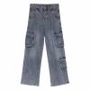 NineFit Basics Jeans for Women High Waisted Wide Leg Pants Baggy Stretchy Fashion Teen Girls Y2k Streetwear Jogger Pants with Pockets, X-Large, A01_blue view 1