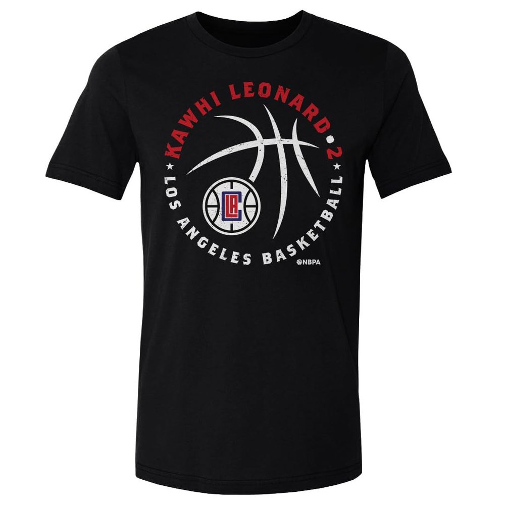 500 LEVEL Kawhi Leonard Los Angeles Clippers Shirt - Kawhi Leonard Los Angeles Clippers Player Ball WHT (Black, XXX-Large)
