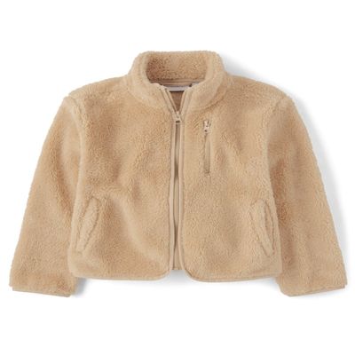 The Children's Place,Girls,Cozy Sherpa Full-Zip Jacket,Toast,Large