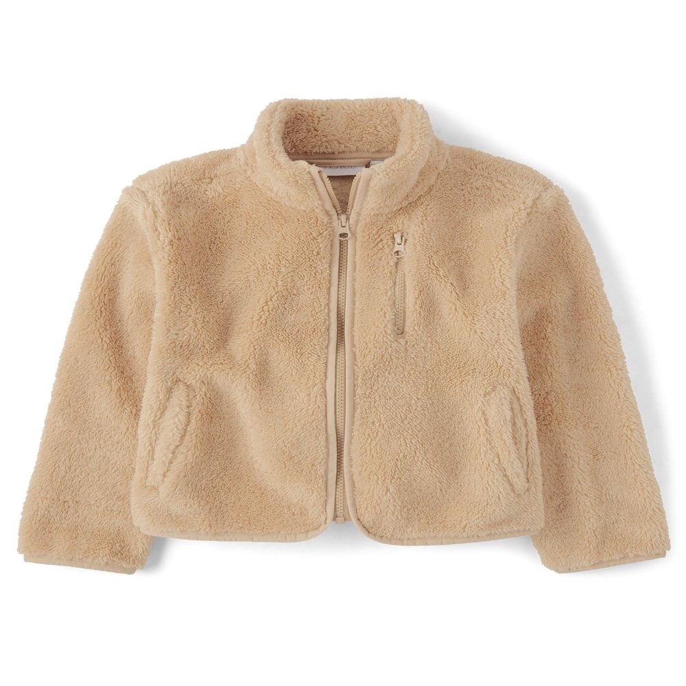 The Children's Place,Girls,Cozy Sherpa Full-Zip Jacket,Toast,Large