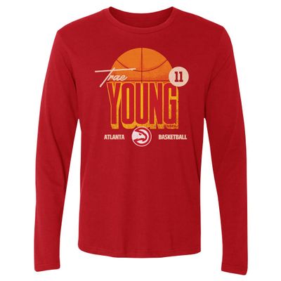500 LEVEL Trae Young Atlanta Hawks Long Sleeve Shirt - Trae Young Atlanta Hawks Label WHT (Red, XX-Large)