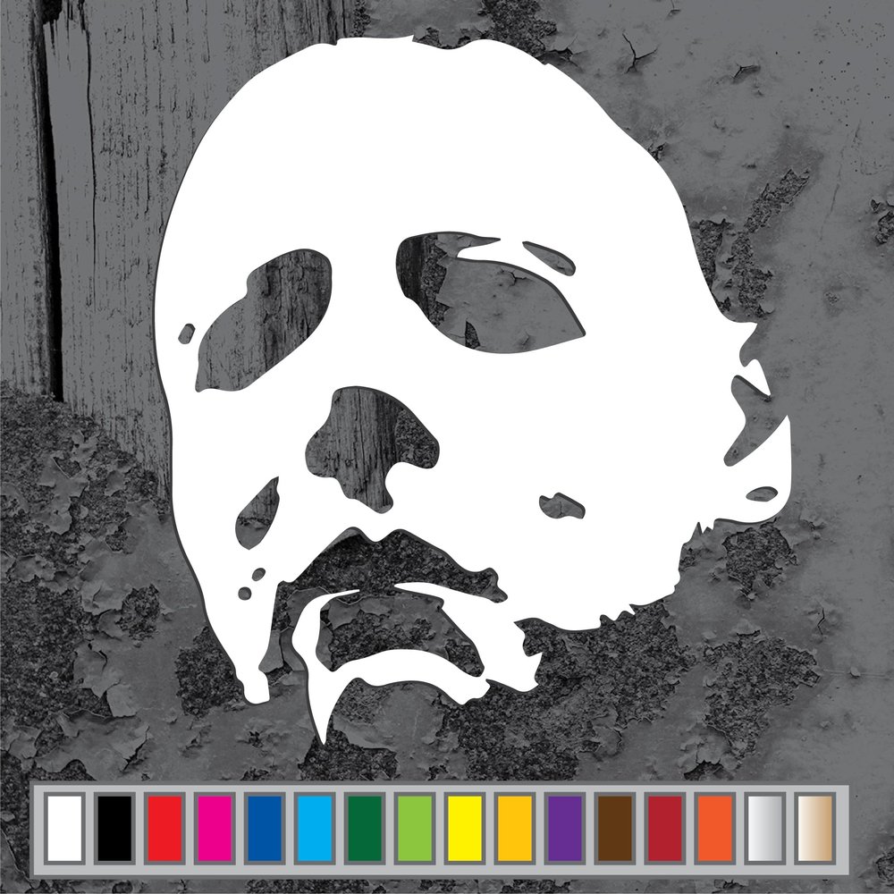 Michael Myers MASK Cut Vinyl Decal in White 8" Car Truck Laptop Halloween Decal