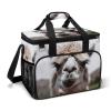 Cooler Bag Large Lunch Bag with Double Zipper Funny Alpaca Llama Insulated Grocery Bag Reusable Lunch Box for Camping Beach view 1