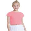 Auranso Girls Crop Tops Summer Short Sleeve Round Neck T Shirts Basic Tee for Kids Pink 13-14 Years view 1