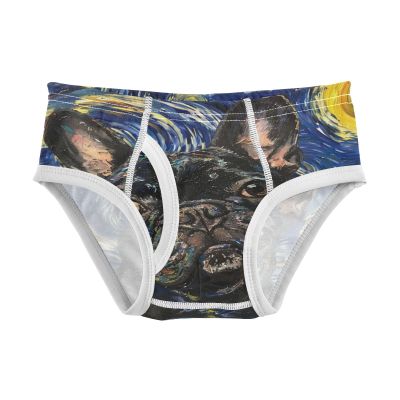 ALAZA Cute French Bulldog Starry Sky Oil Painting Boys' Briefs Soft Underwear Available in Sizes 3t Multicolor