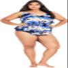 Evans Women's Plus Size V Neck Tiered Print Tankini Top, 26 view 1