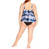 Evans Women's Plus Size V Neck Tiered Print Tankini Top, 26 view 2