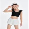 Girls Training Bra Cute Ruffle Sports Bra for Kids Comfort Dance Yoga Crop Top Black view 2