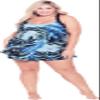 Avenue Women's Plus Size Swim - Dress Halter Back Print, 30 Blue Lagoon view 1