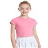 Auranso Girls Crop Tops Summer Short Sleeve Round Neck T Shirts Basic Tee for Kids Pink 5-6 Years