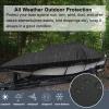 10-24FT Trailerable Boat Covers for V-Hull, TRI-Hull, Runabout Boat, Pro-Style Bass Boats 420D Waterproof Boat Cover, Black,12~14FT68in view 2