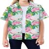 SANGTREE Girls & Women's Hawaiian Shirts Button Down Short Sleeve Floral Tropical Shirt Beach Vacation Blouse Tops, Flower Green, 13-14 Years= Tag 180 view 1