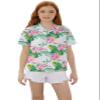 SANGTREE Girls & Women's Hawaiian Shirts Button Down Short Sleeve Floral Tropical Shirt Beach Vacation Blouse Tops, Flower Green, 13-14 Years= Tag 180 view 2