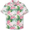 SANGTREE Girls & Women's Hawaiian Shirts Button Down Short Sleeve Floral Tropical Shirt Beach Vacation Blouse Tops, Flower Green, 13-14 Years= Tag 180 view 4