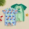 Hnyenmcko Infant Baby Boy Girls Rash Guard Swimsuit Short Sleeve Zipper Bathing Suit Toddler One Piece Swimwear Sunsuit (Sh-Blue, 2-3 Years) view 3
