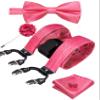 Barry.Wang Suspenders and Bow Tie Set for Men Solid Paisley Bowtie Y Shape Brace Handkerchief Cufflinks 6 Strong Clips view 1