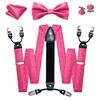 Barry.Wang Suspenders and Bow Tie Set for Men Solid Paisley Bowtie Y Shape Brace Handkerchief Cufflinks 6 Strong Clips view 2