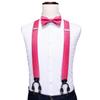 Barry.Wang Suspenders and Bow Tie Set for Men Solid Paisley Bowtie Y Shape Brace Handkerchief Cufflinks 6 Strong Clips view 3
