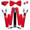 Barry.Wang Suspenders and Bow Tie Set for Men Solid Paisley Bowtie Y Shape Brace Handkerchief Cufflinks 6 Strong Clips view 2