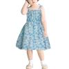 AIMAOMI Girls Bohe-mian Dresses Floral Sleeveless Rainbow Beach Sundress with Necklace Rainbow (Light Blue, 4-5 Years) view 1