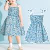 AIMAOMI Girls Bohe-mian Dresses Floral Sleeveless Rainbow Beach Sundress with Necklace Rainbow (Light Blue, 4-5 Years) view 2