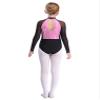 JEATHA Girls' Metallic Gymnastic Leotard Patchwork Sheer Mesh Long Sleeve Figure Skating Bodysuit Dance Party Tops Pink 14 Years view 2