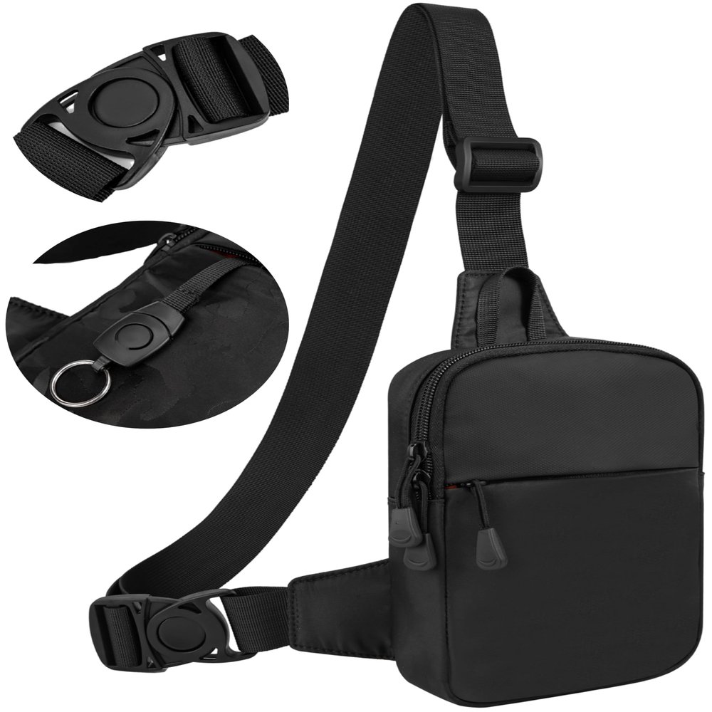 JIPIMON Mini Sling Bag for Men, Waterproof Small Crossbody Bag Lightweight Everyday Carry Chest Bag for Travel Walk Sport (Black)
